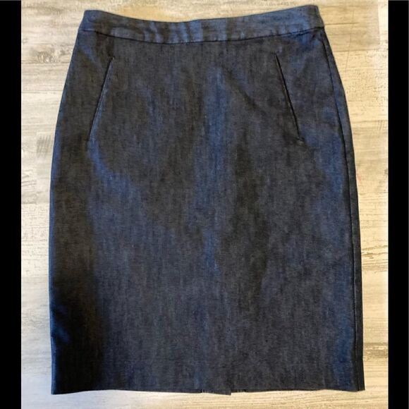 Halogen Denim Pencil Skirt Blue Jean Workwear Career Size 2 - Picture 3 of 9